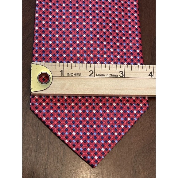 Alexander Julian Colours Hand Made Red Blue Silk Men’s Neck Tie Made In China - Picture 4 of 9